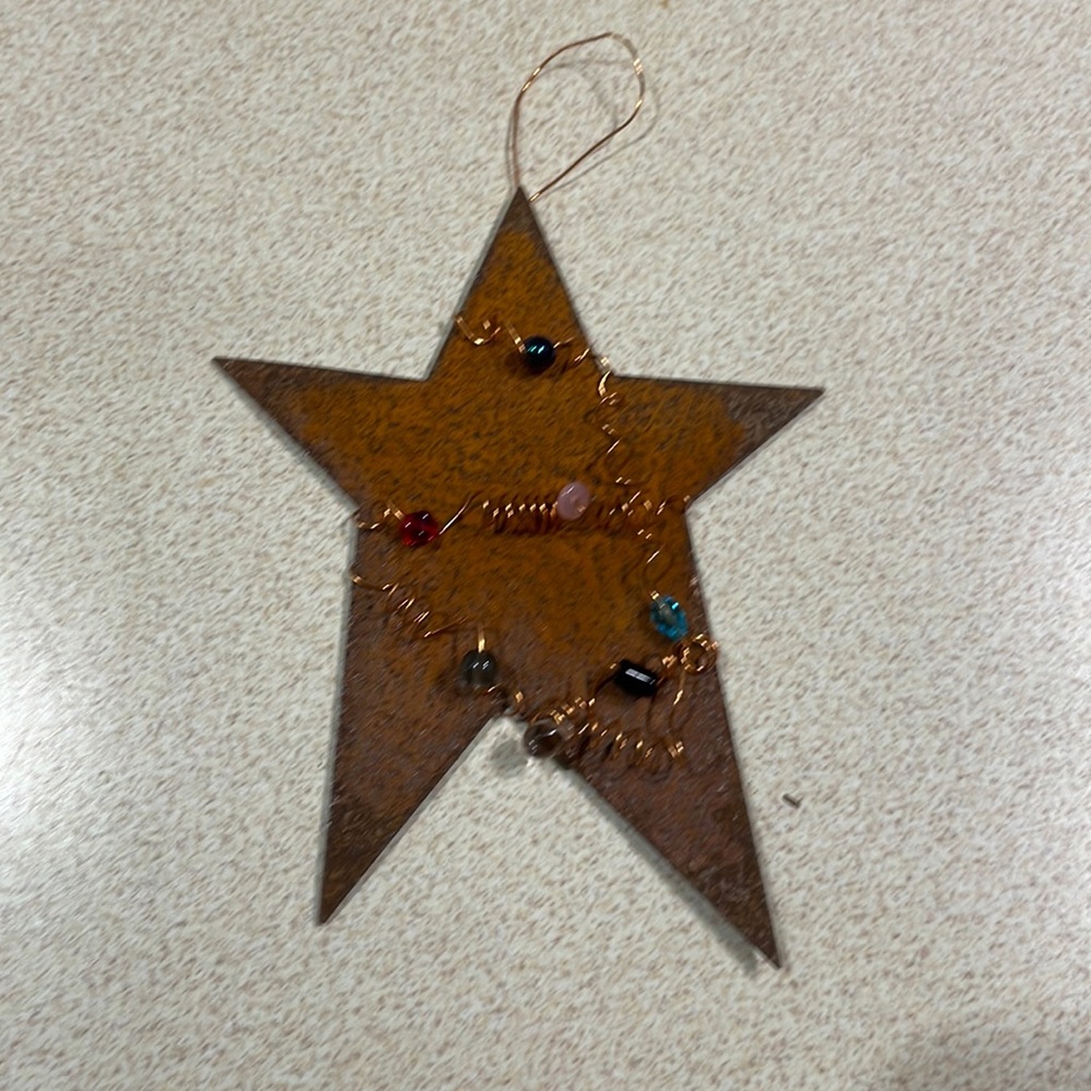 ❤️5/$25 Rusted Aluminum & Copper Artisan Star Christmas Ornament